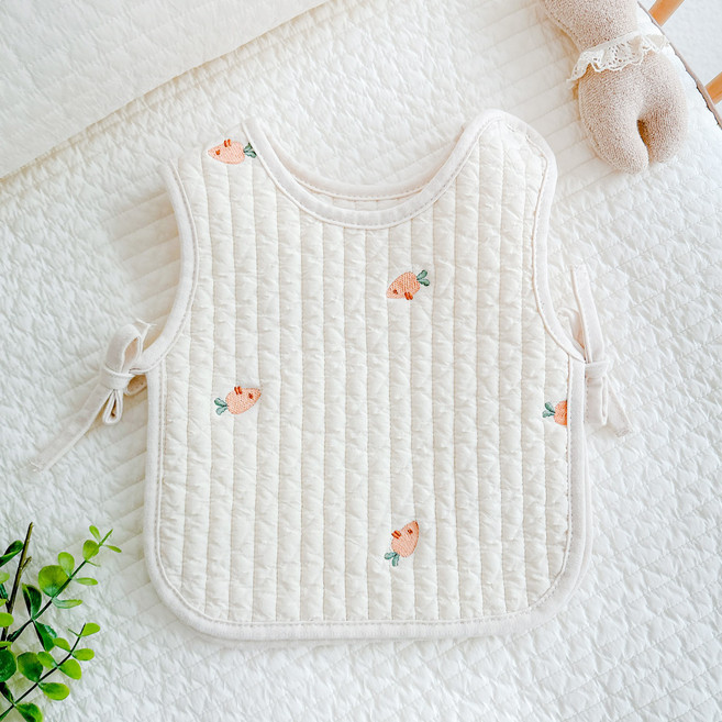 마롤로뜨 조끼형 아기 턱받이 자수 누빔 어린이집 신생아 침받이 이유식 유아, 캐롯로뜨 - 자수 누빔 조끼 턱받이, 1개, 1개입