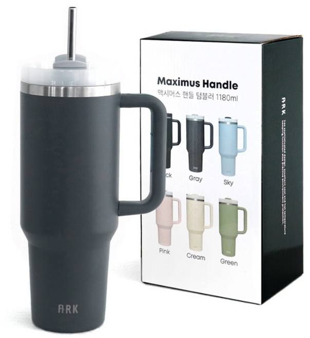 아크 맥시머스 핸들 대용량 빨대 텀블러 1180ml, 그레이, 1개