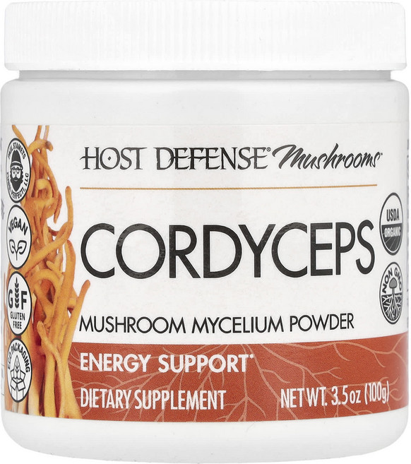 Host Defense 동충하초 버섯 균사체 분말 에너지 지원 100g(3.5oz), Host Defense 동충하초 버섯 ..., 100g, 1개