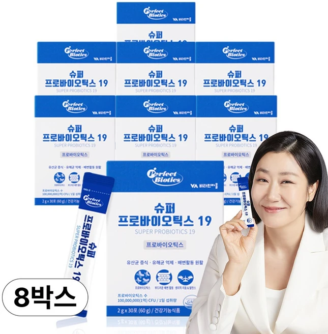 비타민마을 퍼펙트바이오틱스 슈퍼 프로바이오틱스19 생 유산균, 60g, 8개 - 쿠팡