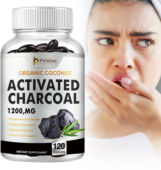활성탄 1200mg - 유기농 코코넛 해독 및 정화 가스 제거, 1개, 60정