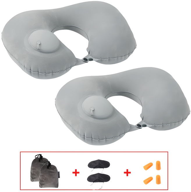 ALLILIO 휴대용 똑딱이 에어펌프 목베개 자동공기주입 여행용 목베개