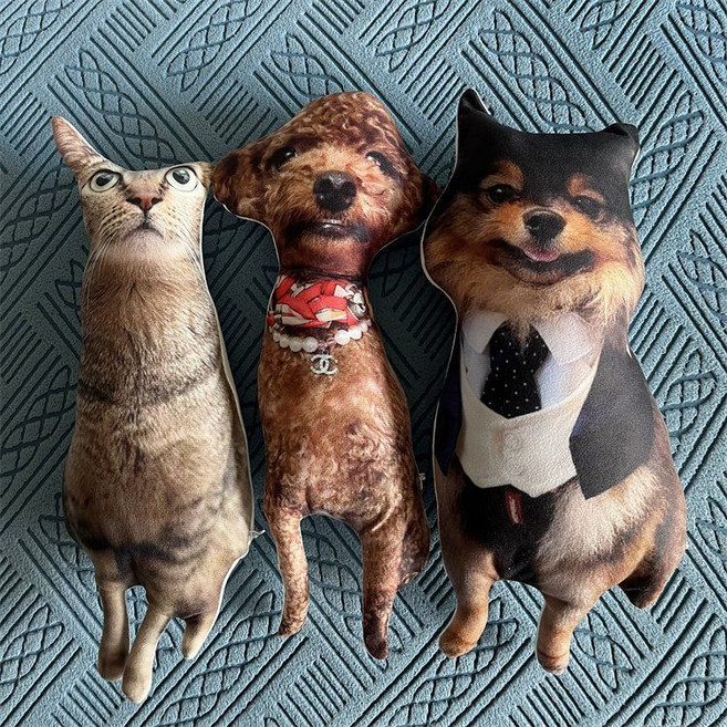 강아지 고양이 맞춤 쿠션 베개 인형 선물 반려견 발려묘 애완견 인형쿠션, 반려동물 맞춤사진(테두리없음)