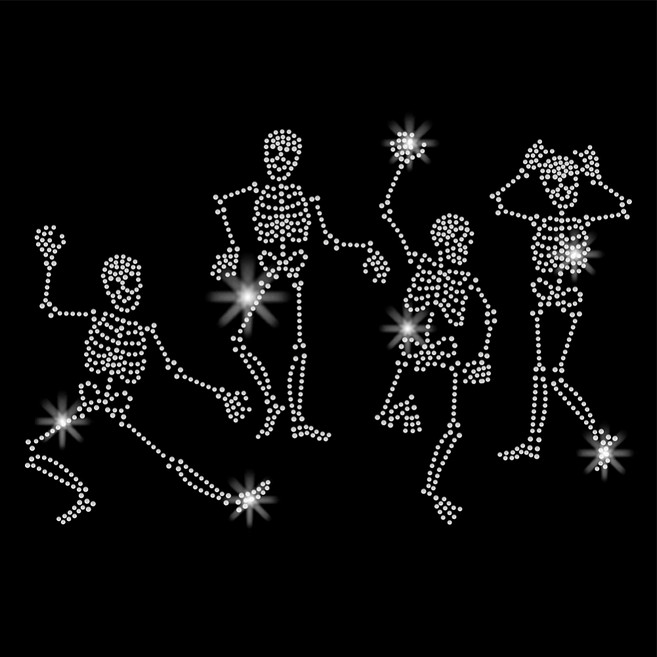 1개 해골 패턴 장식 장식 열전사 접착 글래스 라이네스톤 의류 가방 모자 DIY 아이템 297x210mm, 혼합색