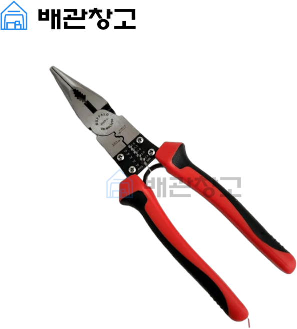 롱로우즈 플라이어 9인치 멀티압착 롱노우즈 니퍼 스트리퍼 기본형 세신버팔로