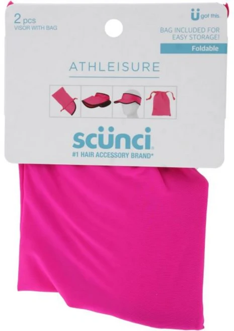 보관 가방이 있는 스쿤시 애슬레저 접이식 헤드밴드 바이저 핑크 - 여성용 경량 스포츠 선 운동 달리기 야외 활동을 위한 컴팩트 여행용 헤어 액세서리 2pc 세트 - 쿠팡