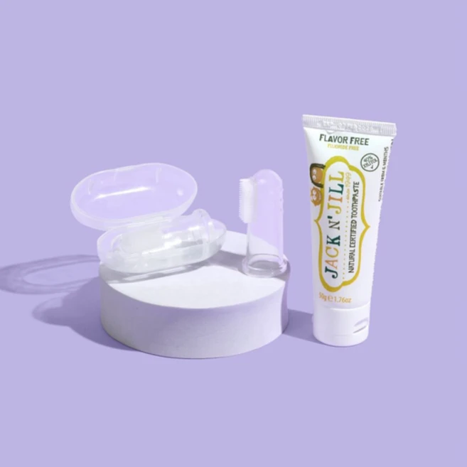 잭앤질 자일리톨 40% 유아용 치약 (플레이버 프리) + 손가락 칫솔 세트, 없음, 1개 - 쿠팡