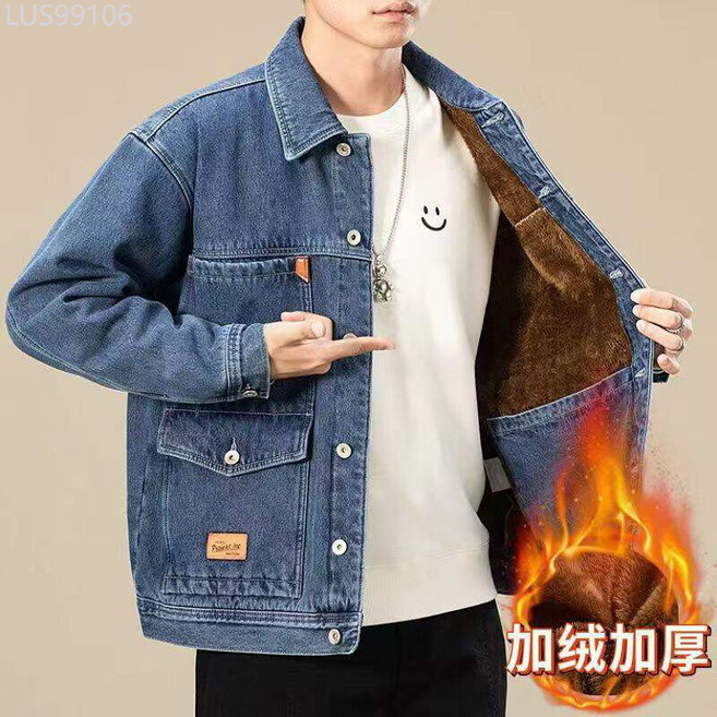 秋冬季加絨加厚牛仔外套
