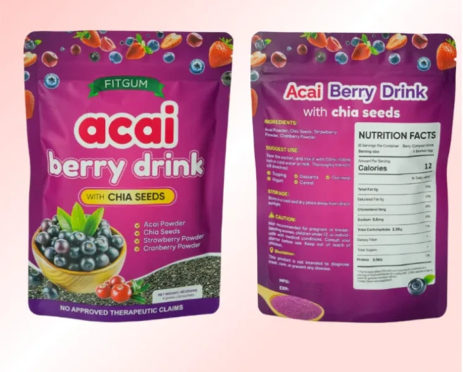 Fitgum Acai Berry Drink With Chia Seeds 치아씨드가 들어간 피트검 아사이 베리, 1개, 40g - 쿠팡