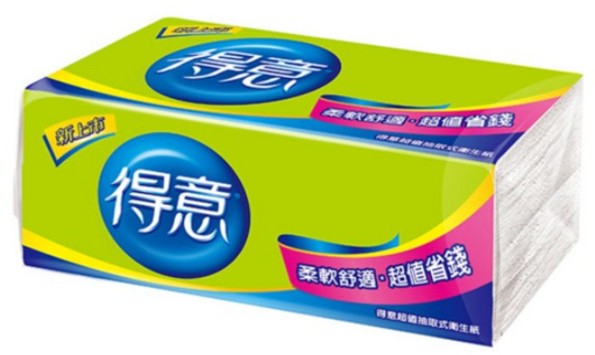 得意 柔軟舒適抽取式衛生紙 新上市, 1個, 150張