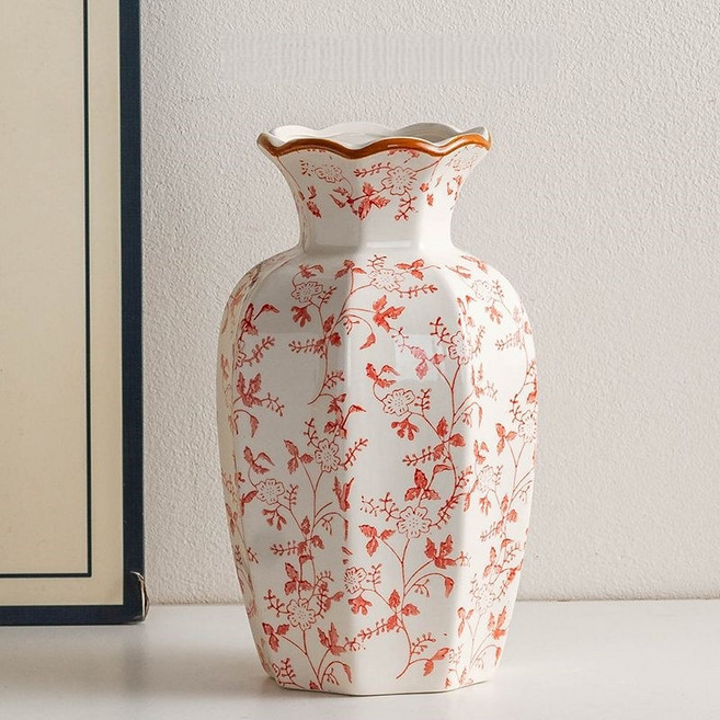 YAPOGI 청화백자 빈티지 고급 세라믹 화병 인테리어 꽃꽂이 장식품, 스타일E