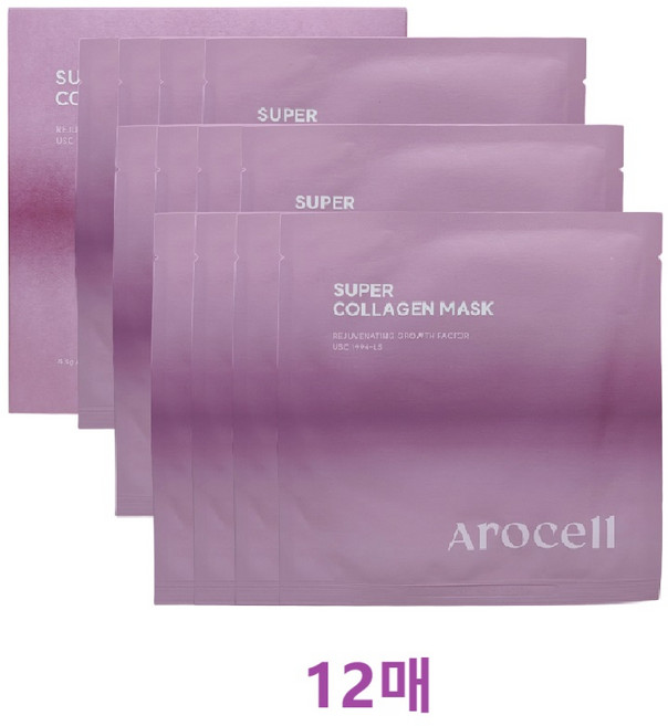 7위 - 아로셀 [본사직영] 슈퍼 파워 마스크EX 콜라겐 인체제대혈 줄기세포 배양액 함유 시트 마스크/팩, 12개입,