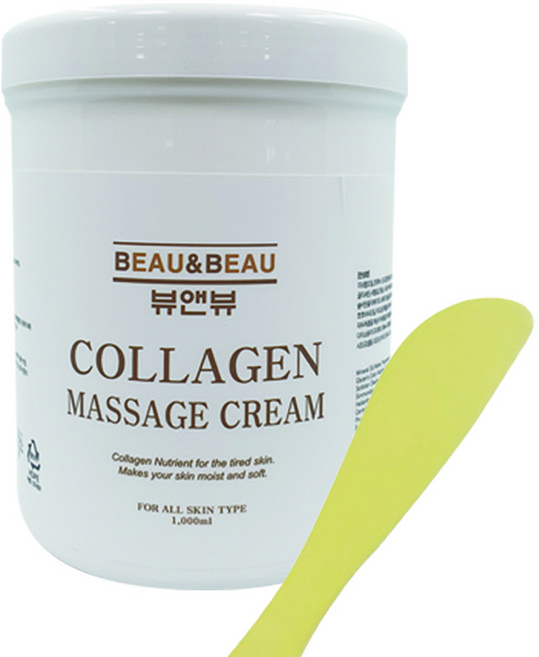 뷰앤뷰 콜라겐 마사지크림 1000ml 대용량 얼굴 전신용 업소용 1개 스파츌라, 1L