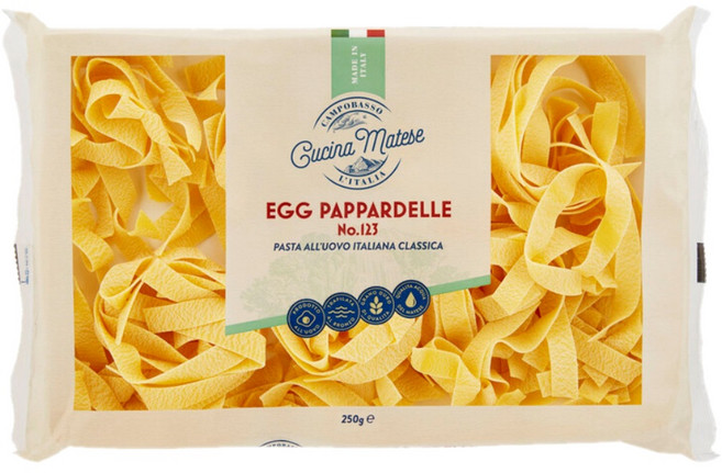 쿠치나 마테세 이탈리안 에그 파파르델 파스타면 250g Cucina Matese Egg Pappardelle Italian Pasta, 1개
