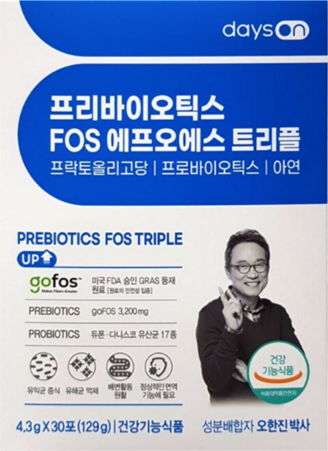 데이즈온 오한진 프리바이오틱스 FOS 에프오에스 트리플 3달분, 30회분, 1박스