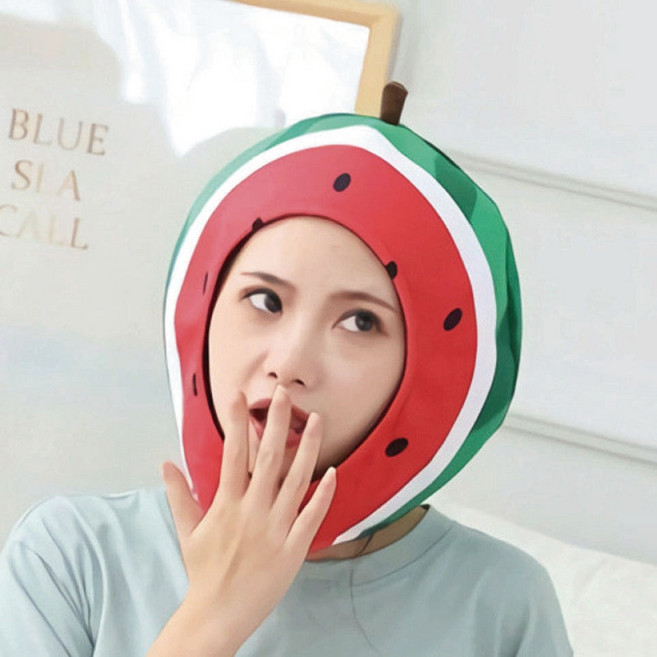 큐티 후드모자 [수박] 레드, 단품