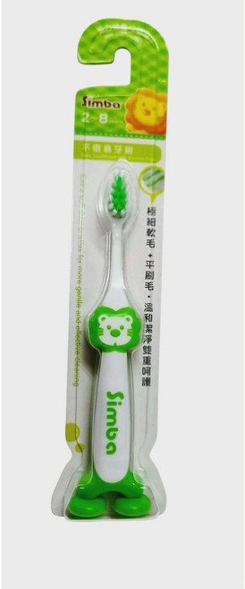 Simba 獅子造型兒童牙刷，柔軟刷毛，站立式設計，寶寶學刷牙好幫手, 綠色, 1入, 1支