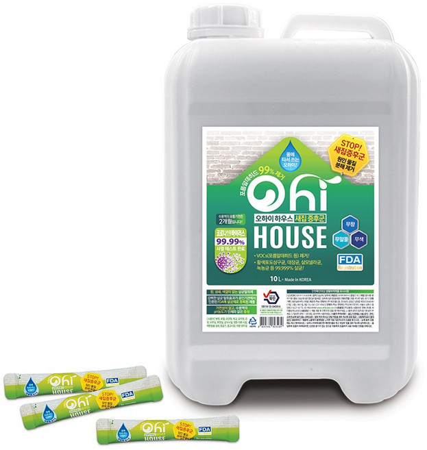 오하이하우스 새집증후군 제거제 대용량 10L(5g 분말 1포)+10L 용 용기, 5g, 1세트, 10L