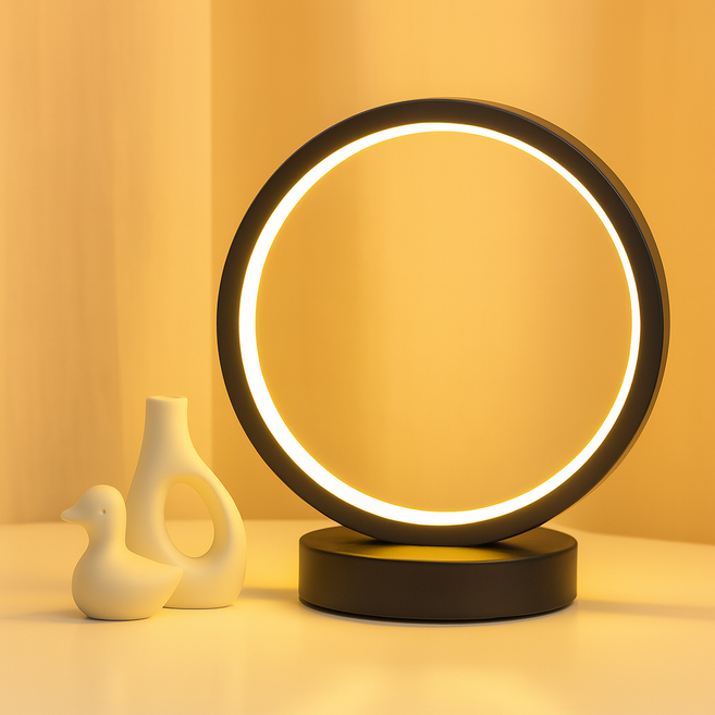 히즈엔 감성 LED 링조명 원형 무드등 인테리어 조명, black