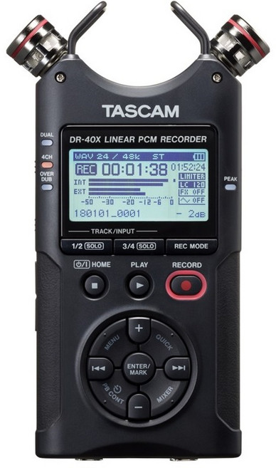 타스캠 Tascam 레코더 녹음기 인터페이스 겸용 DR-40X, 블랙