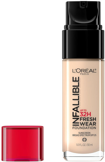 LOreal Paris 로레알 파리 메이크업 인펠리블 업 투 32 아워 프레시 웨어 가벼운 파운데이션 405 포슬린 1 플로리드 온스 포장 디자인이 다를 수 있음, 405 Porcelain, 1개