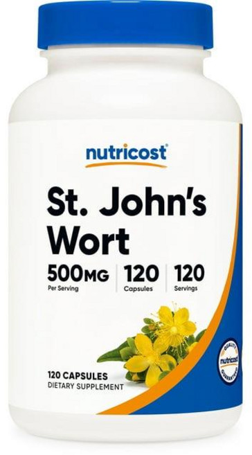 미국 뉴트리코스트 Nutricost St. John's Wort Capsules 세인트존스워트 500mg 캡슐, 3개, 120정