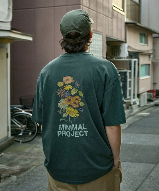 미니멀프로젝트 플라워 프린팅 피그먼트 반팔티셔츠 MST155 블루 그린
