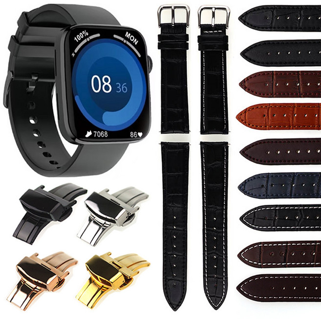 스마트워치 에코너 SW200 가죽 시계줄 버클 교체밴드, 버클교체-블랙, 1개