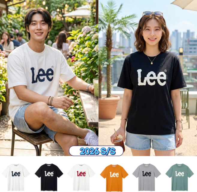 LEE 리 반팔 티셔츠 빅 로고 남녀공용