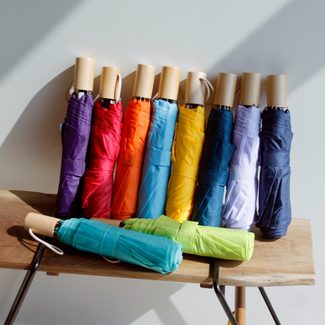 데일리 3단 폰지 연나무 손잡이 접이식 경량 튼튼한 우산