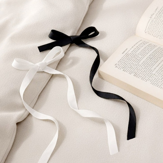 까르데코 리본 장식 포인트 커튼끈2p, 화이트