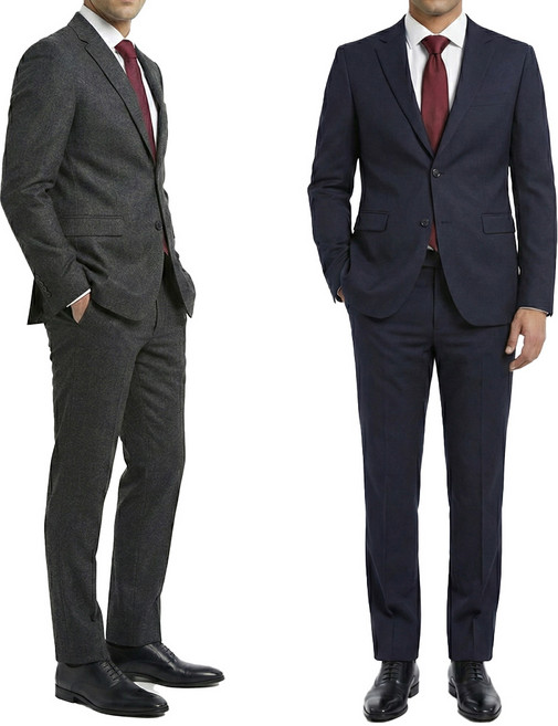 워모 1+1 울 혼방 스트레치 정장수트 네이비+그레이 두벌세트
