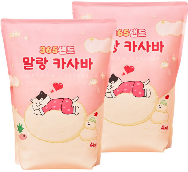 3651 365샌드 말랑카사바 고양이모래, 무향, 2개, 4kg