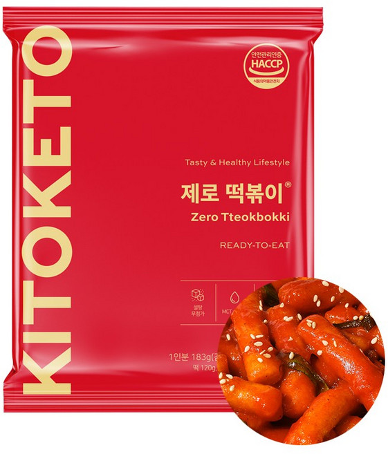 [키토케토] 제로떡볶이 설탕X 밀가루X 고추장X 다이어트간식 곤약떡볶이 (183g), 183g, 1개