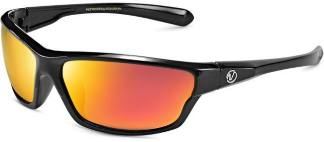 남성용 질소 편광 랩 어라운드 스포츠 선글라스 여성용 UV400 보호, Gloss Black Revo Red, 1개