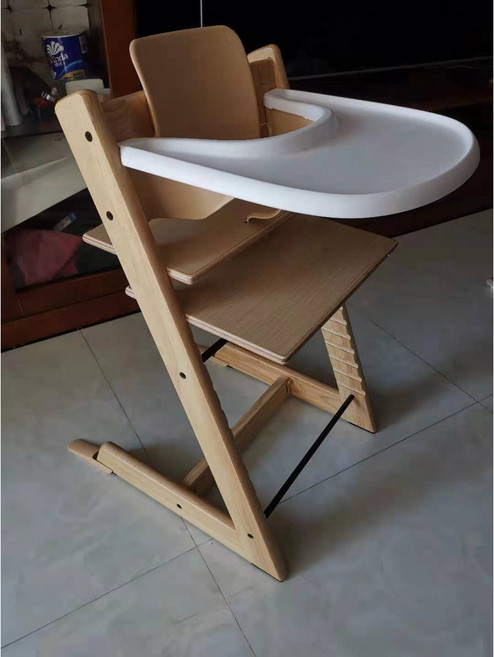 Stokke Tripp Trapp 嬰幼兒櫸木成長餐椅，可調節檔位，北歐風格, 原木色單椅