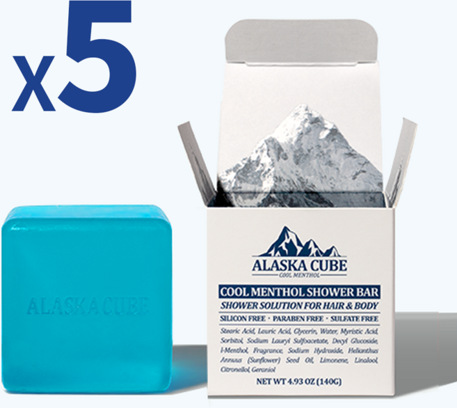 알래스카큐브 쿨링 퍼퓸 목욕 비누, 140g, 5개