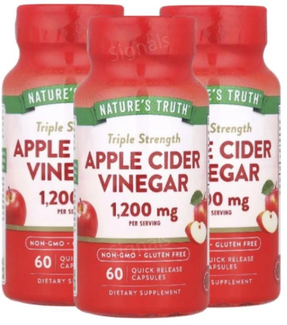 Nature's Truth 네이처스 트루 애플 사이다 식초 1200mg 60캡슐 3팩, 60정, 3개 - 쿠팡