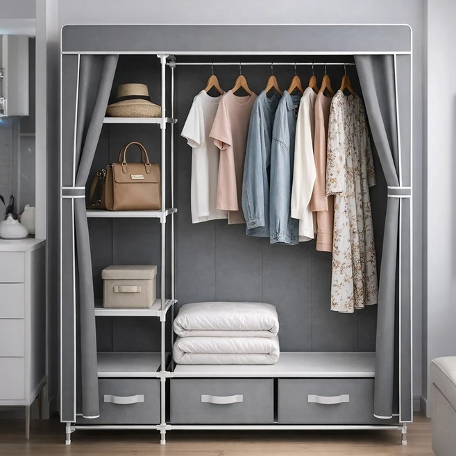 라온프리 튼튼한 가정용 조립식 비키니옷장, 그레이