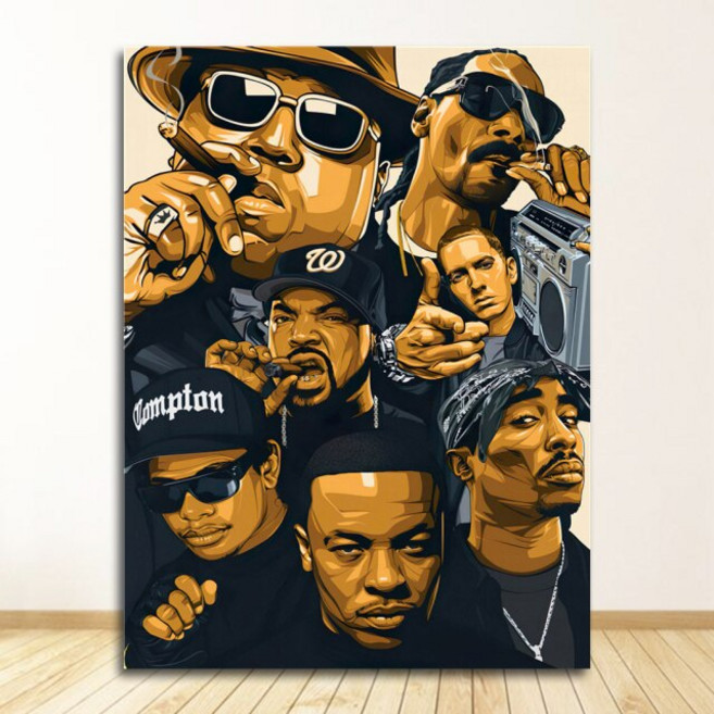 랩 스타 벽 아트 캔버스 페인팅 실크 포스터 아트 장식 힙합 전설 오래된 학교 2PAC 비기 스몰 우탕 NWA 힙합|Painting & Calligraphy| - AliExpress, A2 42x60cm No Frame, 1153XX01