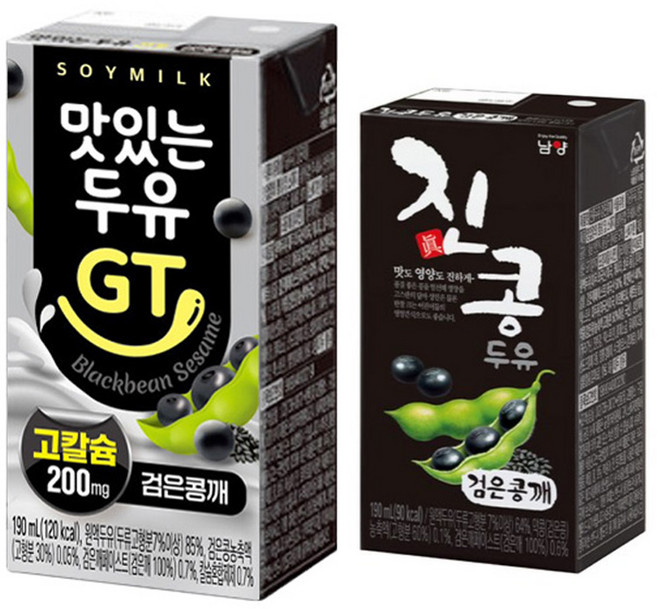 [도도나몰] 남양 고칼슘 검은콩깨 두유 36팩 + 진콩두유 검은콩깨 12팩 (총 48팩), 1세트, 190ml