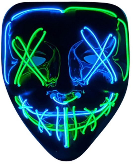 로모주 할로윈 LED 마스크 코스튬 빌런 인싸템 파티용 가면 연말 파티, 1개, 블루그린