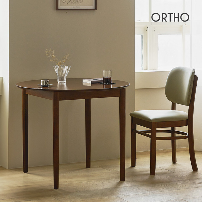 올쏘 헤이 원형 원목 2인용 식탁 카페 테이블, 900원형테이블/다크브라운 (UD01004)