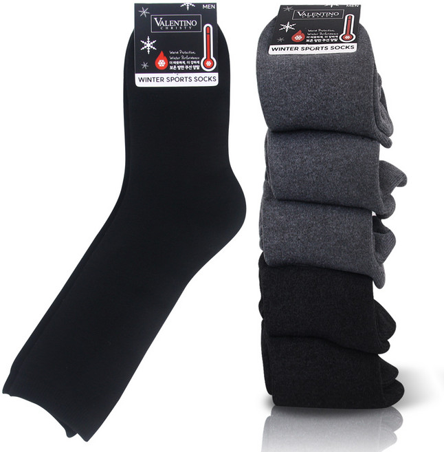 발렌티노크리스티 남자 여자 두꺼운 겨울 보온 방한 쿠션 통파일 양말 6켤레