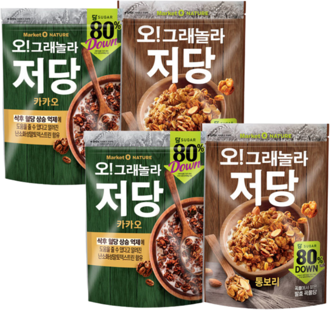 오리온 오 그래놀라 저당 카카오 통보리, 4개, 330g