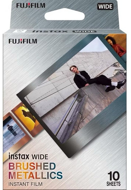 FUJIFILM instax WIDE 寬幅 金屬髪絲紋 拍立得底片, 1個, 單包10入