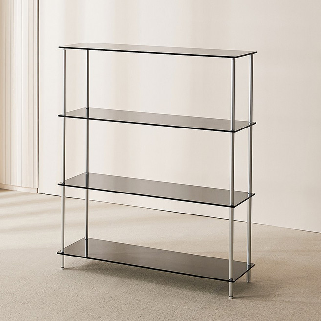 보비쥬S 네오그 4단 1000 그레이유리 유리선반 다용도진열장 (착불), 실버