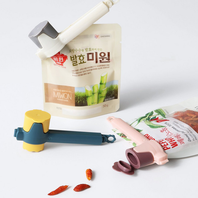 뚜껑 밀봉클립 봉지집게 밀봉캡 밀폐집게 소형, 3개, 랜덤