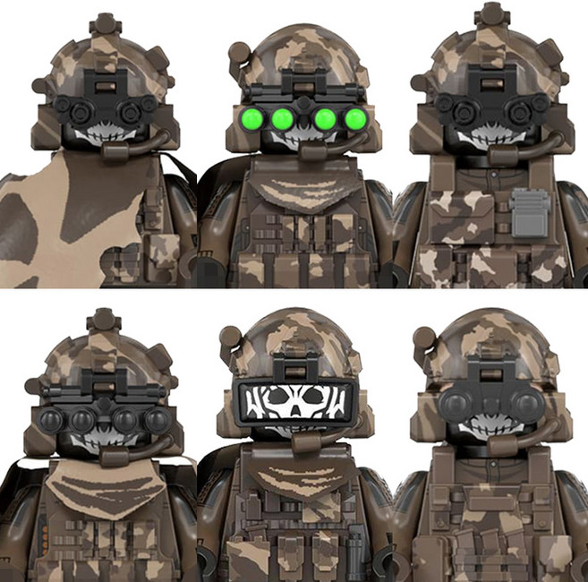 밀리터리 아미 군인 캐릭터 6종 호환블록 브릭미니피규어 수집/장식/전시용 키덜트아이템, 1개, MA-07. 밀리터리 아미 6종 세트(로켓)