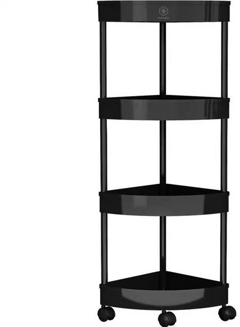 회전 및 이동가능 허니앤코 다용도 욕실 코너선반, 1개, 블랙